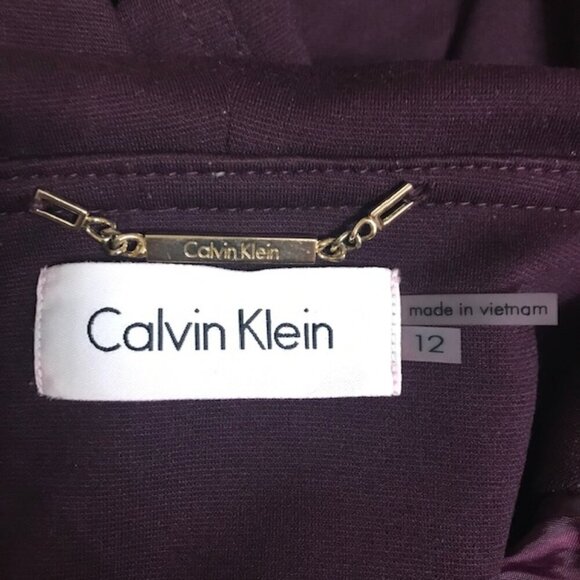 Calvin Klein Women's Open Front Deep Plum Purple Waterfall Blazer Size 12 - Picture 5 of 7